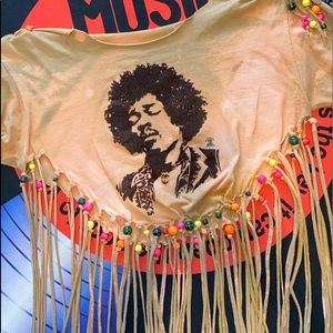 VINTAGE RECONSTRUCTED JIMI HENDRIX HIPPIE CROP-TOP